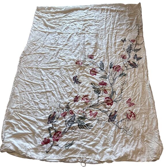 Ikea 80x60 Embroidered White Lyocell Soft Duvet Cover Birds Flowers Twin Bedding - Picture 1 of 12